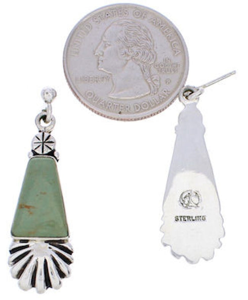 Turquoise Southwest Silver Post Dangle Earrings MW76004